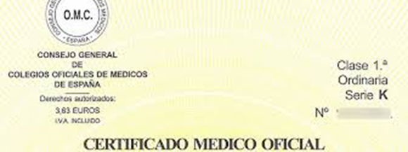 Foto certificado médico oficial